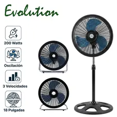EVOLUTION - Pack 02 Ventiladores Evolution 3 en 1 18 Pulgadas Giro 120 Grados 3 Aspas