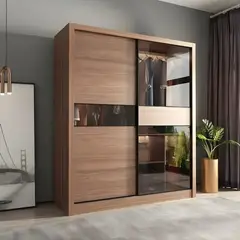 MASIVA HOME - Ropero Rikum 2 puertas con espejo Marrón - Masiva Home
