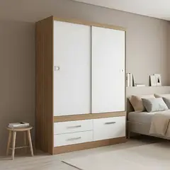 MASIVA HOME - Ropero Yoko 2 puertas Marrón y Blanco - Masiva Home