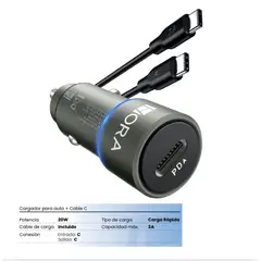 GENERICO - CARGADOR PARA AUTO GAR1156 TIPO C A C