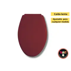 GENERICO - Asiento Tapa Inodoro Elongado Guinda Caída lenta