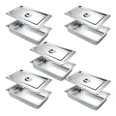 FRITECSA - 5 Bandejas Inoxidables GN 53x32x10 con Tapas