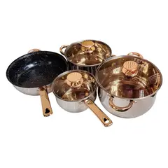 GENERICO - Juego de 7pcs ollas y sarten con tapas acero inoxidable