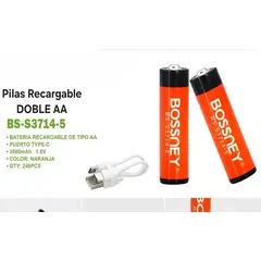 GENERICO - Pilas AA Recargables de Litio 1.5V 2 Unidades  Alta Duración  USB  Multiuso