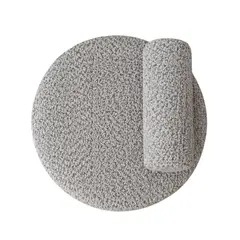 GENERICO - Puff Freska Bouclé Gris con Respaldo 54x40x45 cm