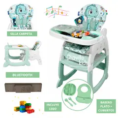 GENERICO - Silla Carpeta De Comer para Bebe CON BLUETOOTH verde