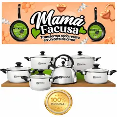 FACUSA - FACUSA - SET DE OLLAS  DE ACERO INOXIDABLE X12PZAS + TETERA DE 2.3 LITROS