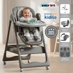 Baby - Silla de Comer Plegable «ARELY» Kidilo de Lujo Gray
