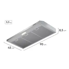 Electrolux - Campana Extractora Electrolux 90cm Alto Poder de Succión e iluminación LED Inox DE9SS