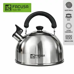 FACUSA - FACUSA - TETERA DE ACERO INOXIDABLE DE 4 LITROS CON SILBADOR