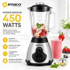 Imaco - Licuadora Imaco BLS509 1.5L 450W Vaso de Vidrio + 5 Velocidades + Función Pulso