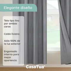 GENERICO - Cortina 100% Blackout 220x140 Lino Moderna Set 2 Paños darknight - Negro
