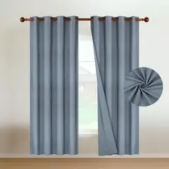 GENERICO - Cortina 100% Blackout 220x140 Lino Moderna Set 2 Paños darknight - Azul