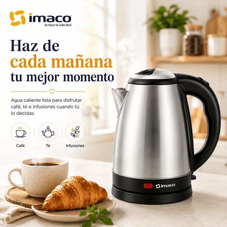 Hervidor Eléctrico Imaco KE1801 1.8L 1500W Acero Inoxidable Apagado Automático