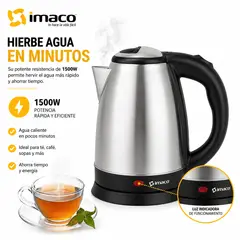 Imaco - Hervidor Eléctrico Imaco KE1801 1.8L 1500W Acero Inoxidable  Apagado Automático