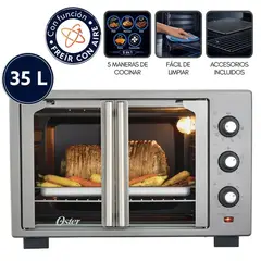 OSTER - Horno Eléctrico con freidora de Aire 35L Puerta Francesa TSSTTV35FDMAFNS