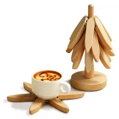 GENERICO - Portavasos de Madera Plegable Tipo Árbol