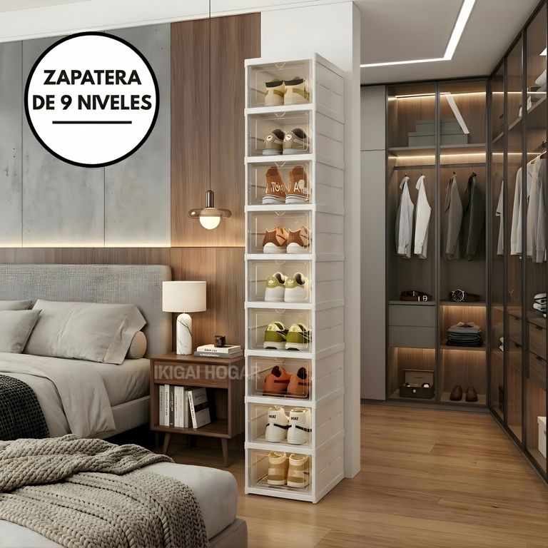 Zapatera Plegable 9 Niveles Premium - Color Blanco