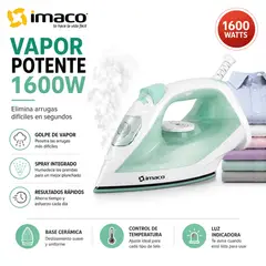 Imaco - Plancha a Vapor Imaco ETA1615V 1600W Base Cerámica Verde con Spray y Golpe de Vapor