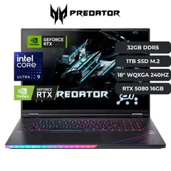 ACER - Laptop Acer Predator Helios 18 AI Core Ultra 9 275HX, RTX 5080 16GB, 32GB RAM, 1TB SSD, 18" 2.5K
