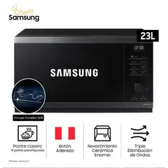 SAMSUNG - Microondas Samsung 23L con Dorador MG23DG4524AGPE Acero Inoxidable  Negro