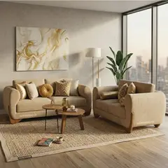 ALTO HOGAR - Juego de Sala Amarantha 3 2 - Tapiz Antifluido Beige
