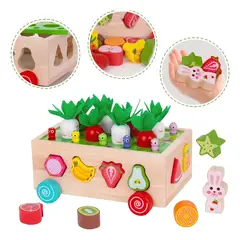 GENERICO - Carrito de Madera Educativo para Bebés - Encaje de Frutas y Pesca de Gusanos