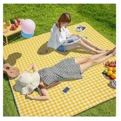 GENERICO - MANTA IMPERMEABLE PICNIC DISEÑO CUADROS AMARILLO