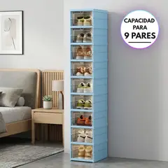 GENERICO - Zapatera Plegable Organizador De 9 Pares Premium -  Color Celeste