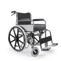 OEM - Silla de Ruedas Plegable con Marco de Acero Cromado Con Frenos