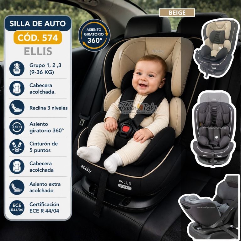 Silla de auto para Bebé Giratorio 360º Ellis Beige