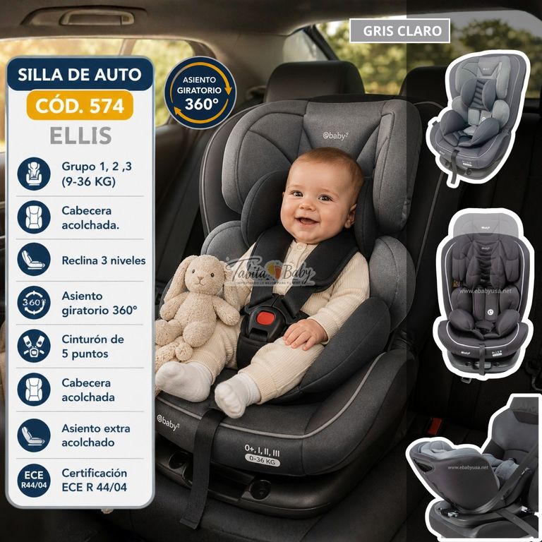 Silla de auto para Bebé Giratorio 360º Ellis Gris Claro