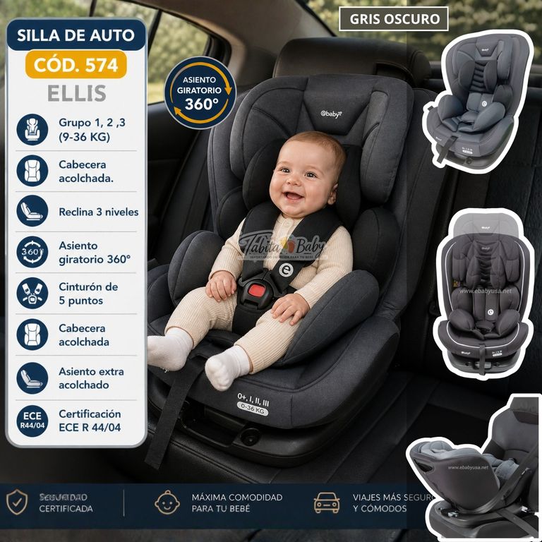 Silla de auto para Bebé Giratorio 360º Ellis Gris Oscuro
