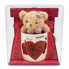 GENERICO - Set de regalo Mamá taza con osito de peluche - 400 ml
