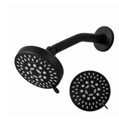 APACHE - Cabezal de Ducha 10 cm 4" Negro Mate + Brazo 16 cm APACHE