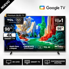 TCL - Televisor TCL 98" Qled Premium 98A400 4k Ultra HD Google TV - 144 Hz