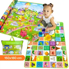 SM - PISO ALFOMBRA TAPETE REVERSIBLE ANTIGOLPE DE NIÑO BEBE - JUEGOS-ABC