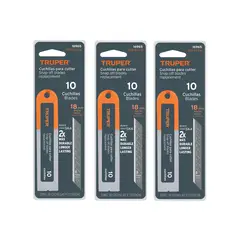 Truper - Estuche con 10 cuchillas SK4 de 18 mm para cutter Truper 16965 (Set 3 estuches)