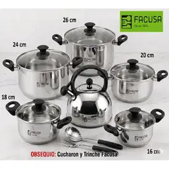 FACUSA - FACUSA Juego de Ollas con Tetera Acero Inoxidable  GRATIS UTENSILIOS