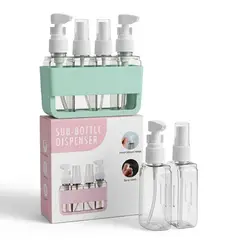 GENERICO - PACK Set de 4 botellas para viaje  con organizador