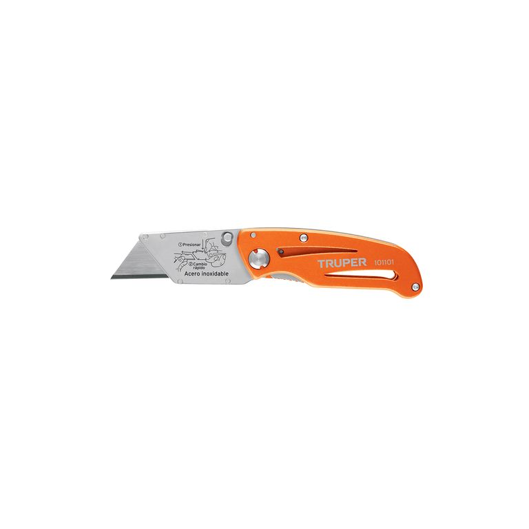 Navaja abatible 6 cuerpo de aluminio y acero inox cod 101101 Truper