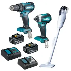 MAKITA - Taladro + Atornillador de impacto + Aspiradora 18V Makita