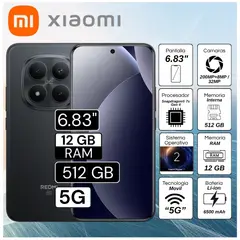XIAOMI - Celular Xiaomi Redmi Note 15 Pro Plus 5G 6.83"  Pulg. 12GB RAM 512GB Xiaomi HyperOS 2 -  Negro