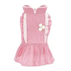 GENERICO - VESTIDO MASCOTA RAYAS ROJAS Y RUFFLE RECTO TALLA L
