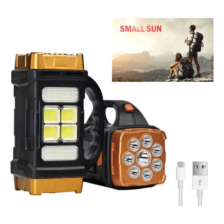 Linterna Recargable de Mano para Acampar Con Cargador Solar