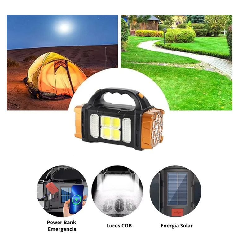 Lampara Solar para Camping Montaña Aventura Selva Recargable con Luz Solar