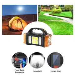 SEISA - Lampara Solar para Camping Montaña Aventura Selva Recargable con Luz Solar