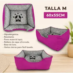 GENERICO - CAMA HIPOALERGÉNICA PARA MASCOTAS - TALLA M (60 x 55 cm) - MORADO