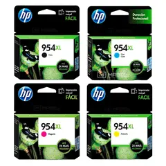 HP - Kit Tinta HP 954XL Negro Cian Magenta Amarillo OfficeJet 7740, 8210, 8730 Original