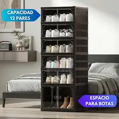 GENERICO - Organizador De Zapatos Resistente Para 12 Pares Con Puertas Imantadas Color Negro